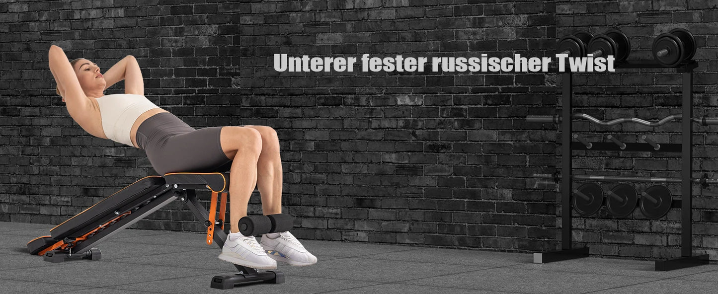 Adjustable Weight Bench with Resistance Bands