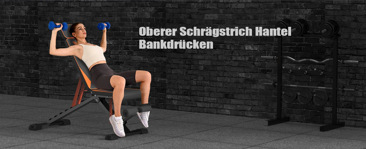 Adjustable Weight Bench with Resistance Bands