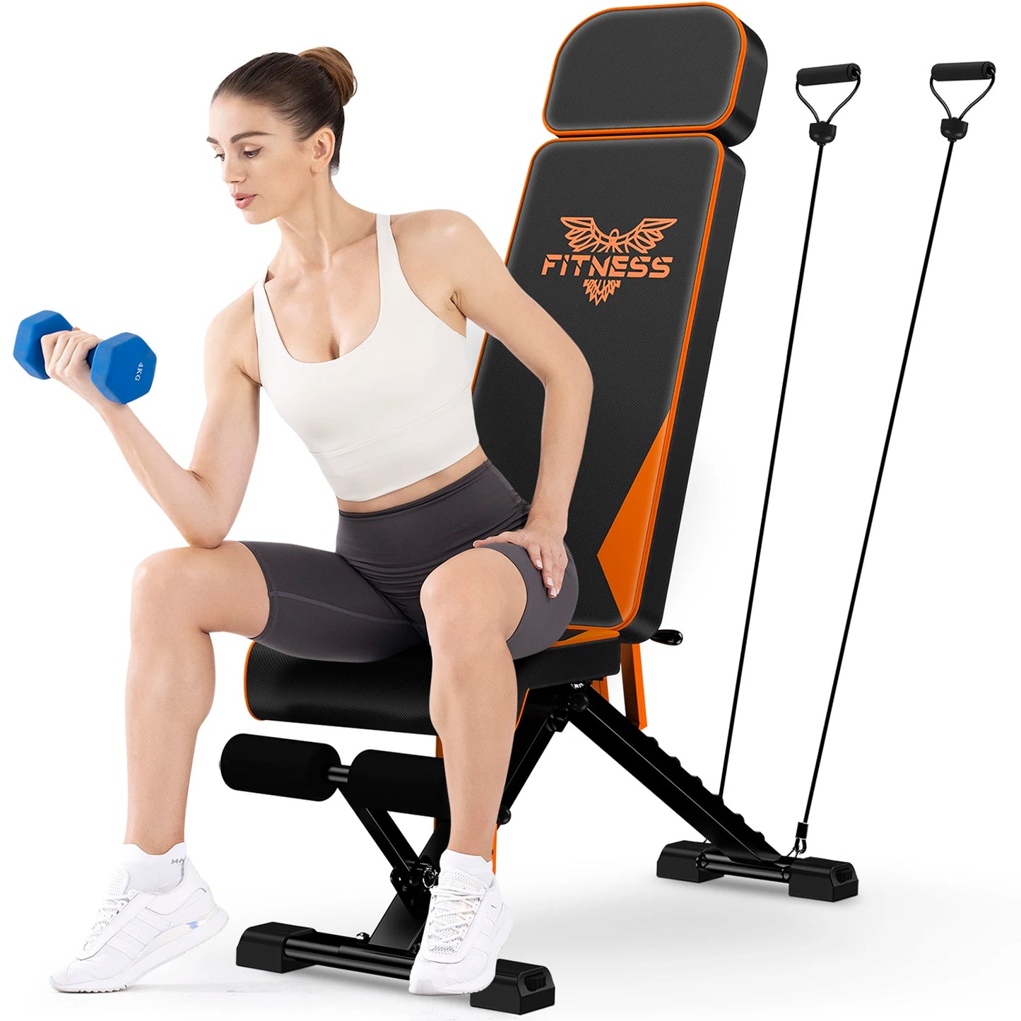 Adjustable Weight Bench with Resistance Bands