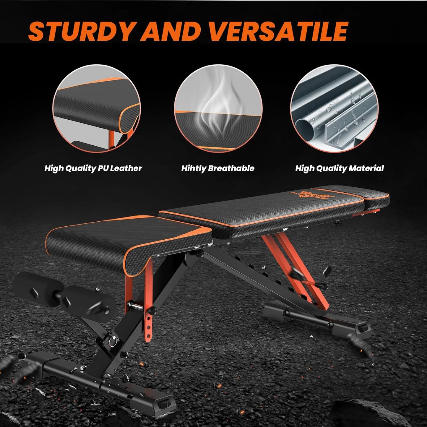 Adjustable Weight Bench with Resistance Bands