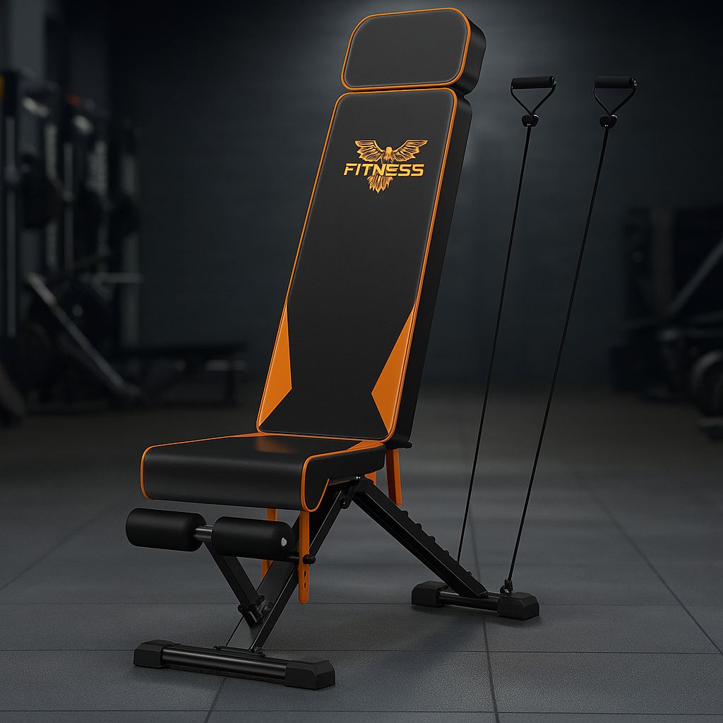 Adjustable Weight Bench with Resistance Bands