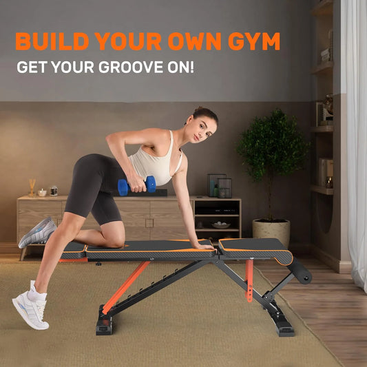 Adjustable Weight Bench with Resistance Bands
