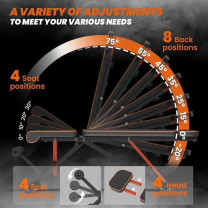 Adjustable Weight Bench with Resistance Bands