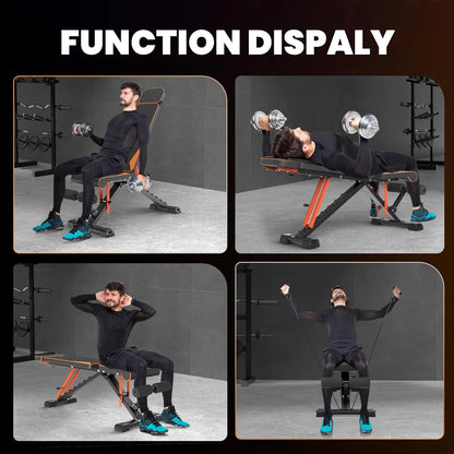 Adjustable Weight Bench with Resistance Bands